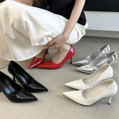 Patent Leather Pumps Pointed Toe Thin High Heels Party Shoes for Heeled Sandals Tacones De Mujer