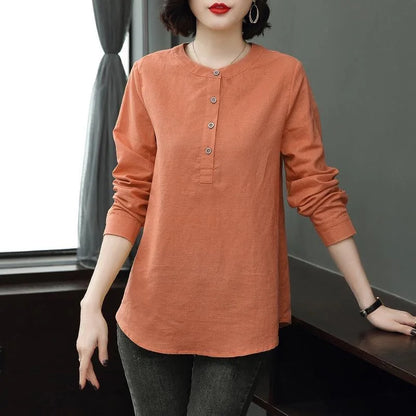 Woman Spring Autumn Style Blouses Shirts Lady Long Sleeve Stand Collar Blusas Tops Df4955