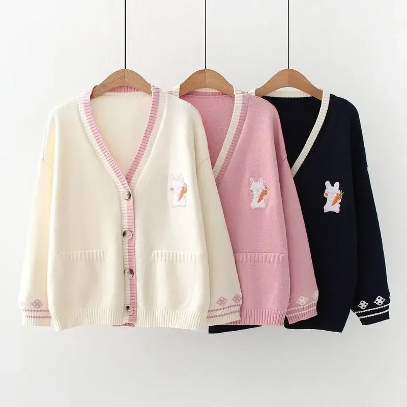 Jk Uniform Cardigans Coats Students Preppy Long Sleeve Knitted Loose All-match Japanese V-neck Causal Daily Female