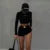 European and American Spring/summer Round Neck Long Short Sleeved 3/4 Shorts Two Piece ’s Sports Versatile Set