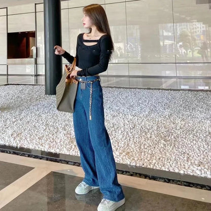 Spring Summer Clothes Loose High Waist Wide Leg Pants for Wide Leg Denim Pants Loose Jeans for