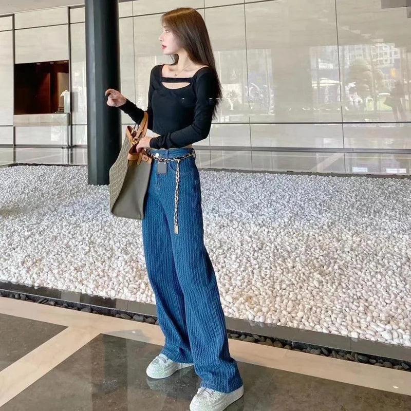 Spring Summer Clothes Loose High Waist Wide Leg Pants for Wide Leg Denim Pants Loose Jeans for