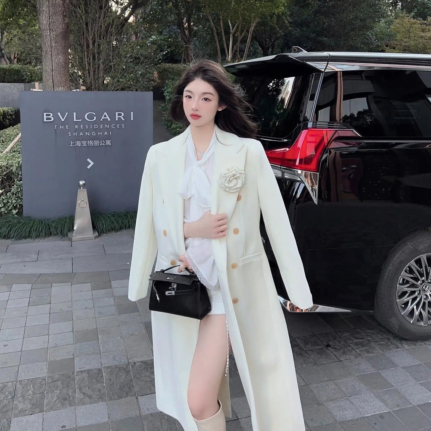 New High End White Suit Wool Coat Clothing Autumn and Winter New Loose Commuter Long Coats Winter Clothes