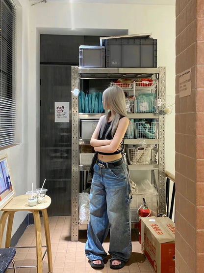 Woman Oversize Jeans Baggy Denim Low Waist Pants Wide Leg Core Baddie Style New Trend Aesthetics Japanese Ins