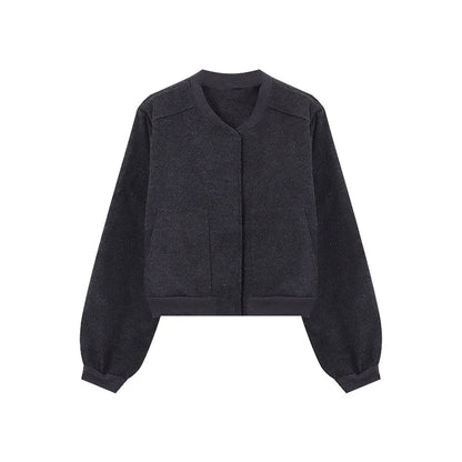 Baseball Woolen Coat Cropped Bomber Jacket Oversized Loose Korean Uniform Winter Clothes