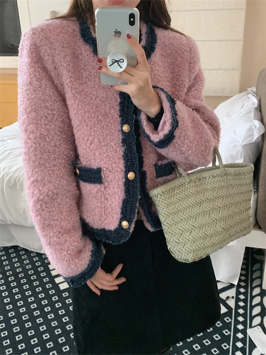 Office Wear Coats Lamb Wool Gentle Winter Lady Slim New Full Sleeve Warm Ol Loose