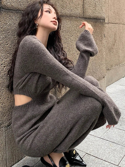 Bodycon Knitted Sweater Dress Slim Party One Pieces Vestidos Female Ribbed Robe