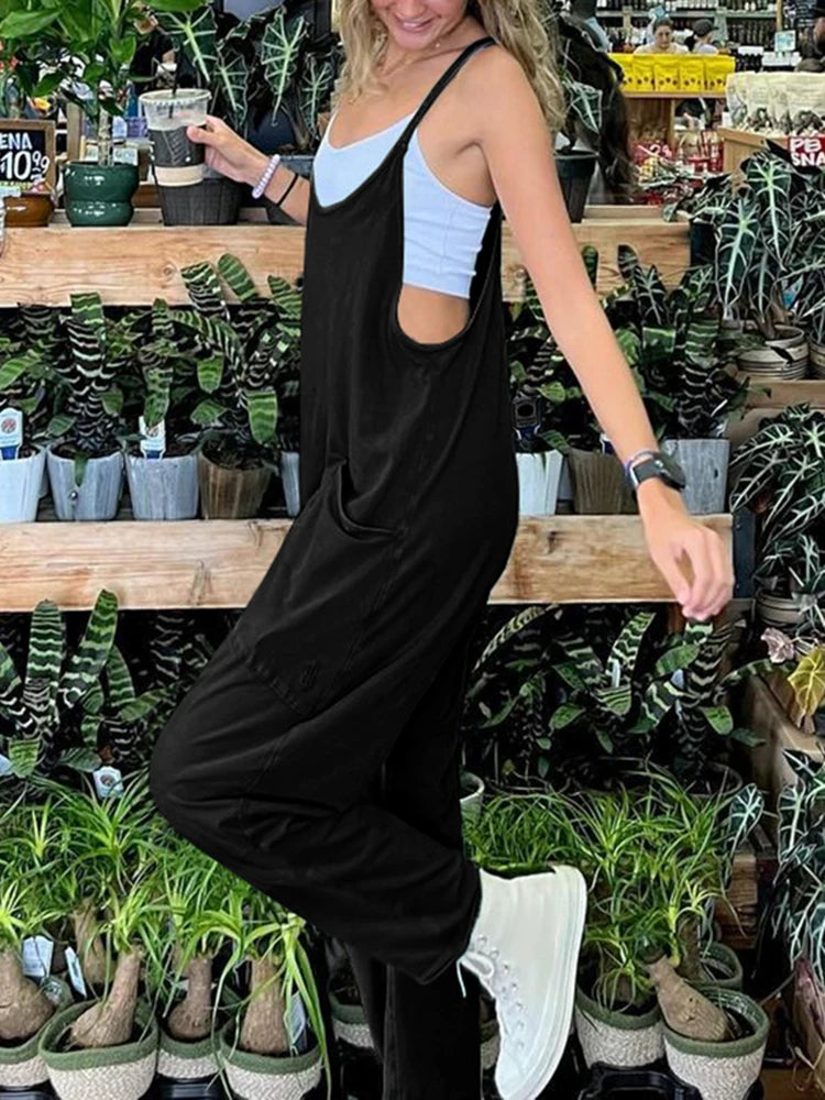 Hippie Baggy Pockets Strappy Rompers Jumpsuits