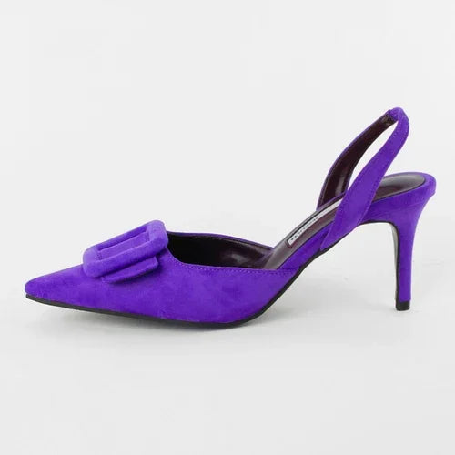 Sandals Summer Pointed Toe High Heels Stiletto Square Buckle Large Size Single Shoes