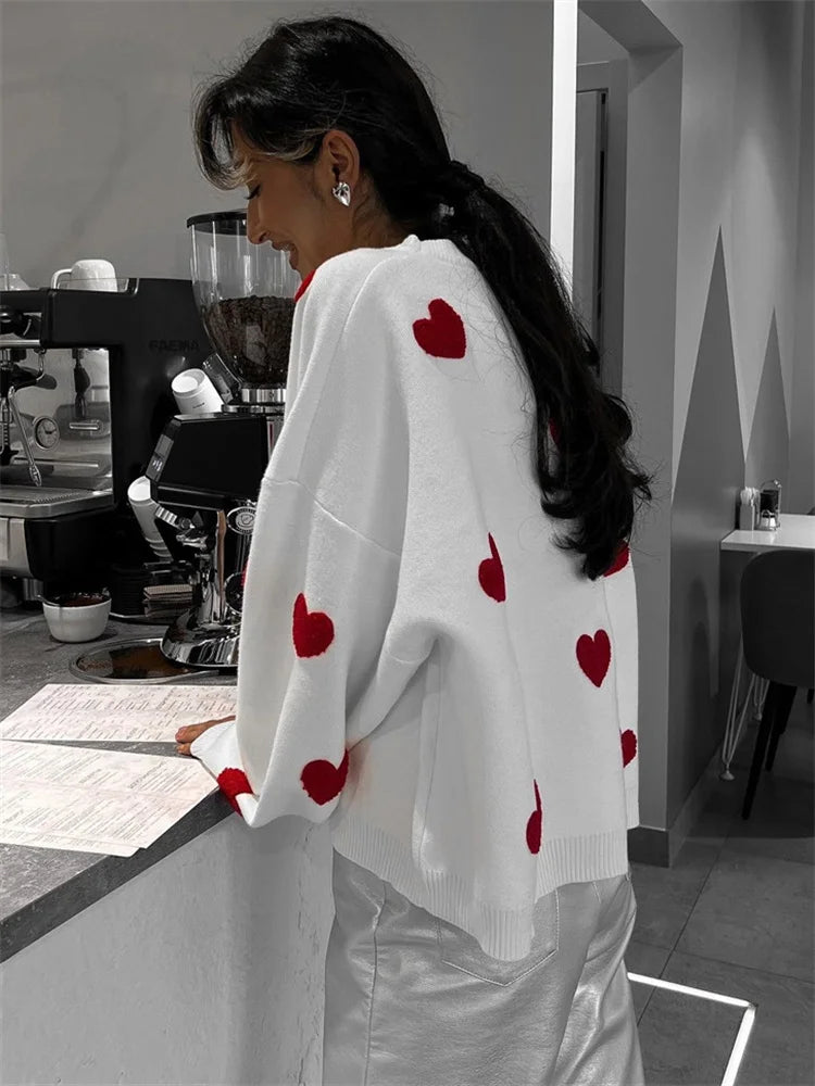 Kawaii Loose Sweater Pullover for Long Sleeve High Street Printed Camisola Female Patchwork Sweater