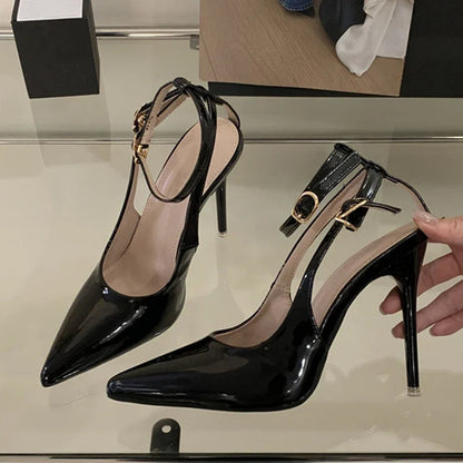 Pointed Toe Ankle Strap High Heels Party Shallow Designer Brand Shoes Summer Backless Stripper Shoes