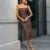 Burgundy Pu Leather Maxi Dresses Strapless Backless Bandage Sleeveless Pleated Hip Package Party Dress New Split Robe