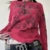 Graphic Print T-shirt Aesthetic Grunge Full Sleeve Pullovers Tees E-girl Gothic Mall Goth Crop Top Y2k Emo Clothes