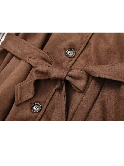 Female New Windbreaker Turn-down Collar Long Sleeves Belt Autumn Double Breasted Trench Coat Mujer