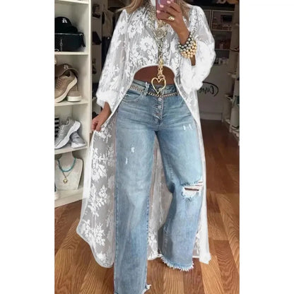 Lace High Neck Puff Sleeve Blouse