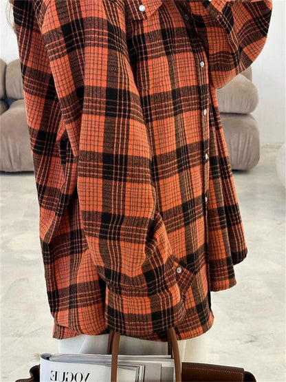 For Shirts Outwear Lapel Loose Patchwork Long Sleeve Striped Female Cardigan Coat