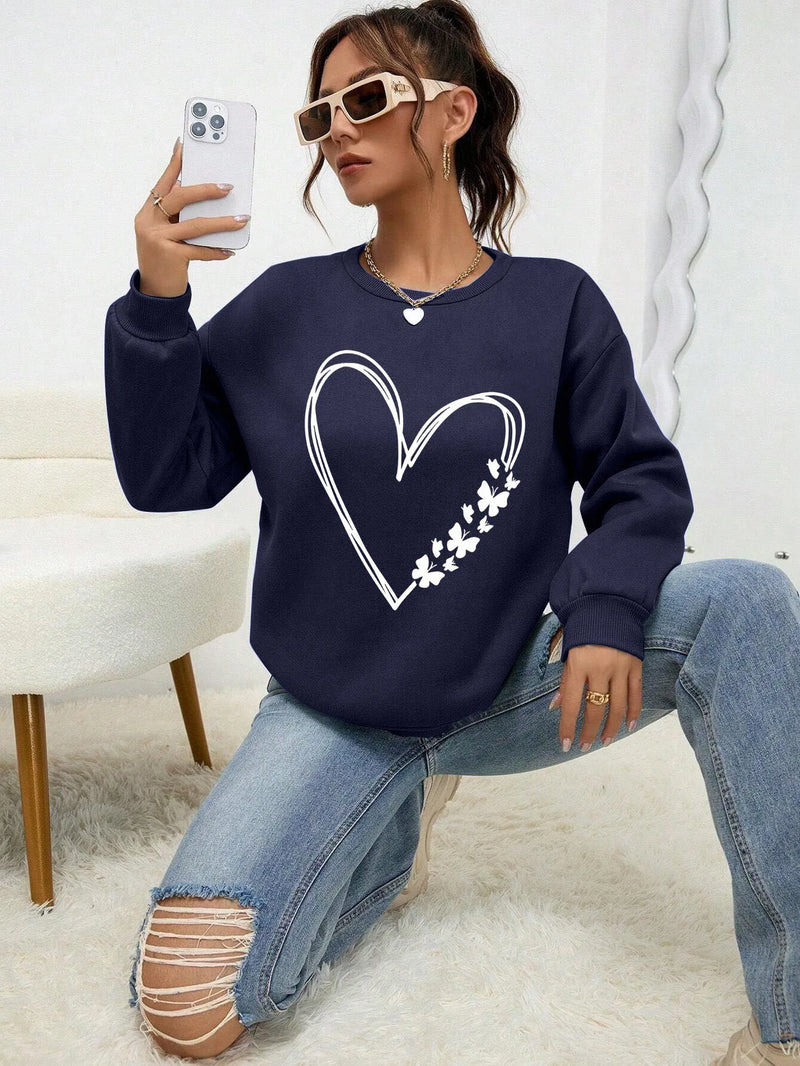 The Great Love at the Edge of Butterflies Design Sweatshirt Female Fleece Crewneck Hooded Street Autumn Pullover New Sportswear