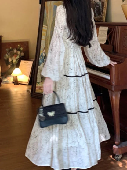 Print Midi Dress Spring Summer Aline Party Birthday Clothes Female Long Vestidos New