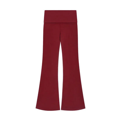 Korean Retro Splicing Color Allmatch Pants Autumn New Fake Twopiece Low Waist Slim Wide Leg Pants