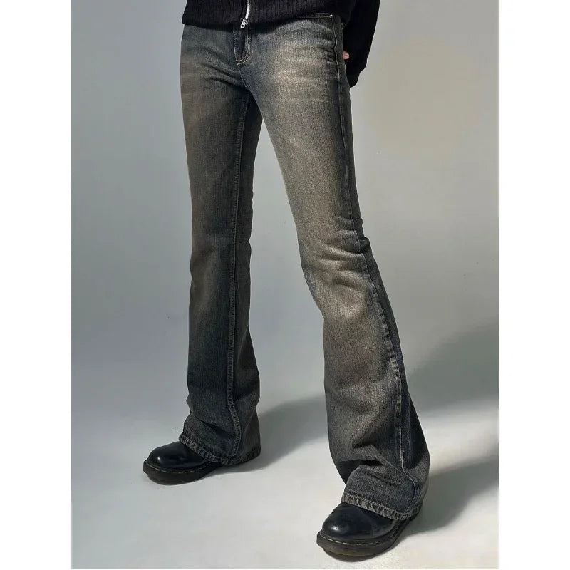 Retro Jeans Famale Clothing Loose Jeans Low Waist Y2k Aesthetics Baggy Flared Pants