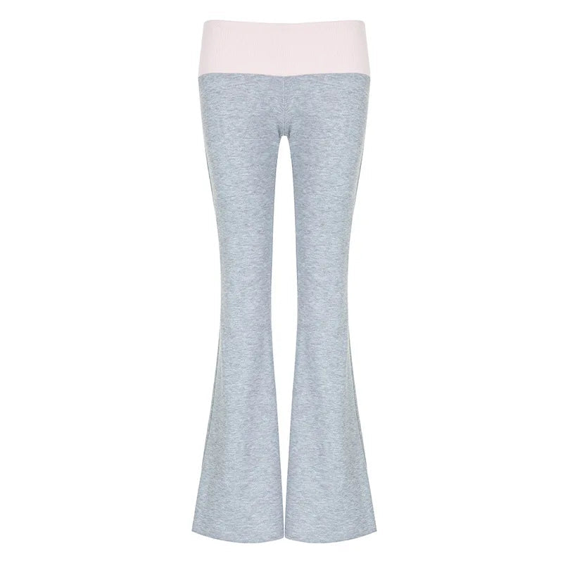 Korean Coquette Low Waisted Slim Autumn Sweatpants Basic Flare Trousers Cutecore Skinny Boot Cut Pants Outfits