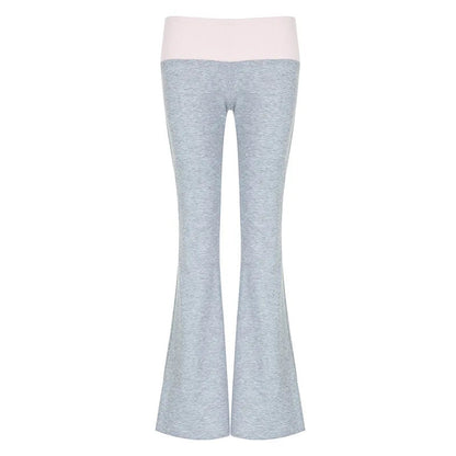 Korean Coquette Low Waisted Slim Autumn Sweatpants Basic Flare Trousers Cutecore Skinny Boot Cut Pants Outfits