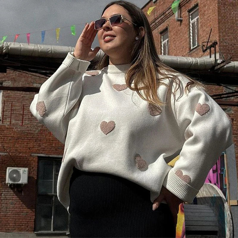 Kawaii Loose Sweater Pullover for Long Sleeve High Street Printed Camisola Female Patchwork Sweater