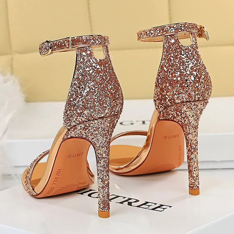 Shoes High Heels Pumps Sparkle Sequins Stiletto Heels 10 Cm Party Shoes Heels Summer Sandals New