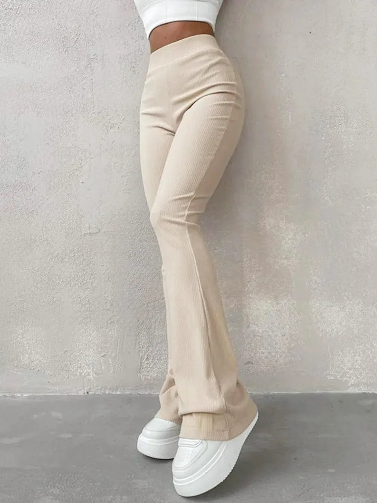 High-waisted Long Micro Flare Y2k Pants Trousers Color High Waist Slim Clothes Sweatpants