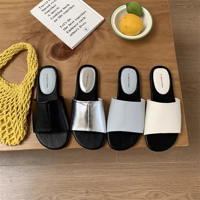 Shoes Slippers Soft Loafers Slides Summer Clogs Woman Comfort Rubber Silver Flat Beach Concise Shoes Silver ' Slip