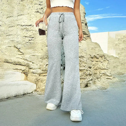 Winter Pink High Waist Wideleg Pants Loose for Drawstring Long Pants Y2k Street Straightleg Pants
