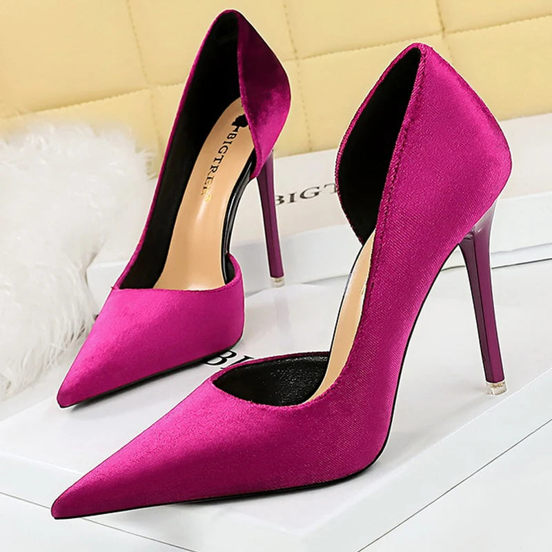 Shoes Purple Pumps Design Suede High Heels Party Shoes Stilettos Lady Heels Pumps Shoes Large Size 43