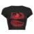 Y2k Cross Border New European and American Summer ’s Print Design Trend Short T-shirt Top