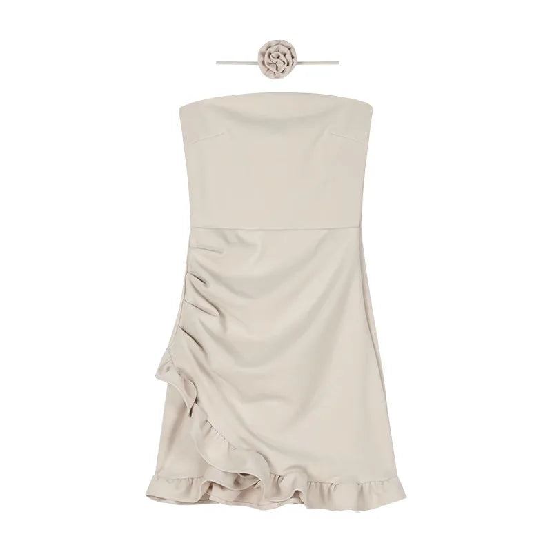 Summer Ruffles Bodycon Mini Dress French Y2k Dress Korean Retro Clothing