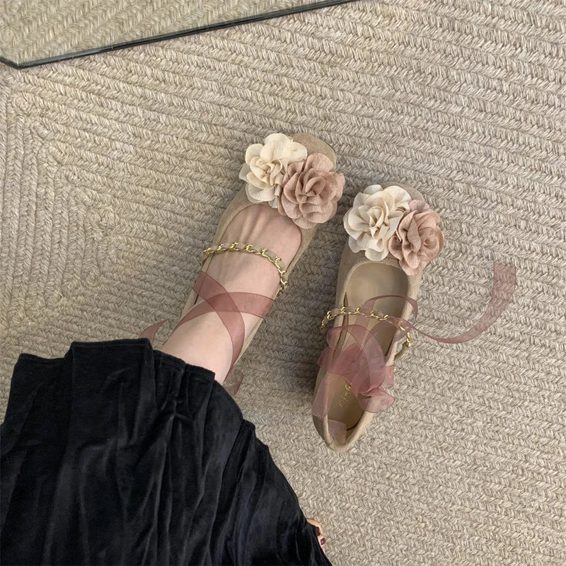 Shoes Woman Flats Modis Dress Summer on Heels New Spring Mary Janes Flower Summer Shoes Heels
