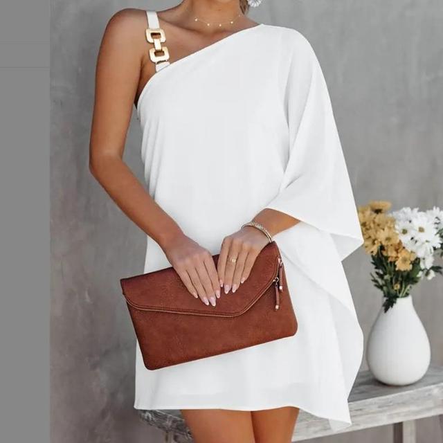 Summer Dresses for Irregular Mini Dress Gown One Shoulder Diagonal Neck Print Vestidos