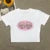 American Basic Round Neck Pullover Letter Print Knit Short Sleeve T-shirt Spice Summer Slim-fit Crop Top