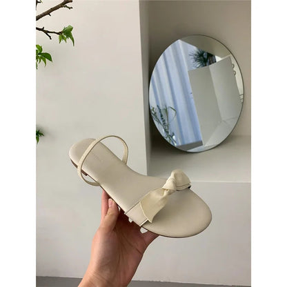 Flat Shoes Female Low Woman's Slippers Slides Butterflyknot Designer Rome Butterflyknot Rubber Retro Scandals Pu H