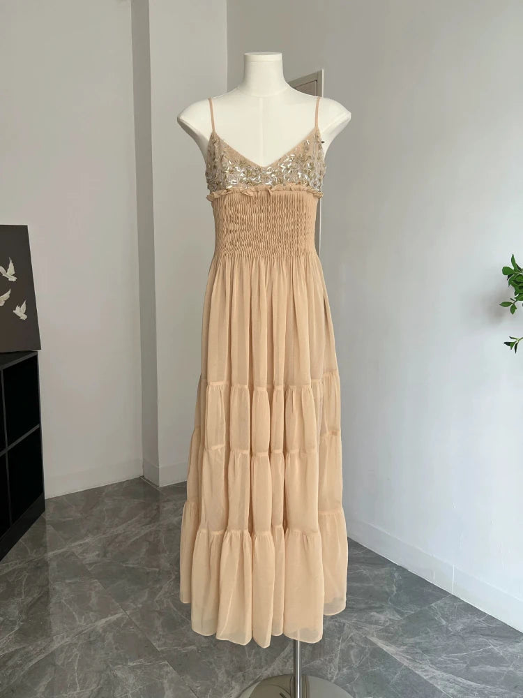 French Midi Dress Causal Y2k 2000s Party Dress Summer Korean Office Lady Slim One Piece Dress