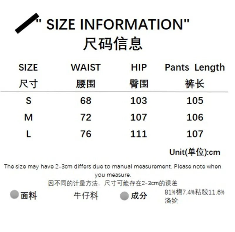 Patchwork Jeans Y2k Baggy Straight Cargo Pants Punk High Waist Wide Leg Denim Trousers 90s