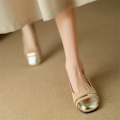 Classic Design Cow Leather Flats Shoes Slingbacks Summer Comfort Shoes Woman Round Toe Flats Shoes