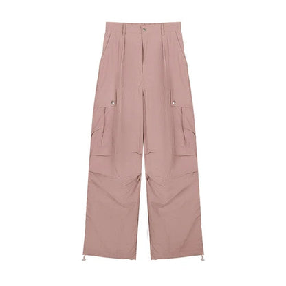 Printing Cargo Trousers for High Waist Patchwork Drawstring Long Pants Female Style