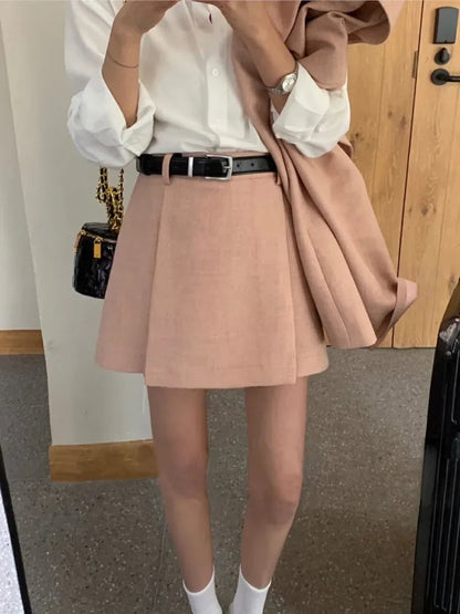 Korean Blazer Two Pieces Set Loose Jackets Coat Mini Skirts Suit Female Formal Outfits