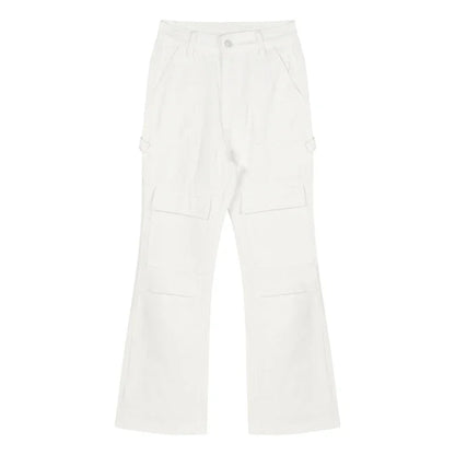 Low Waist Color Allmatch Cargo Pants Autumn New Korean Multibutton Slim Wide Leg Pants