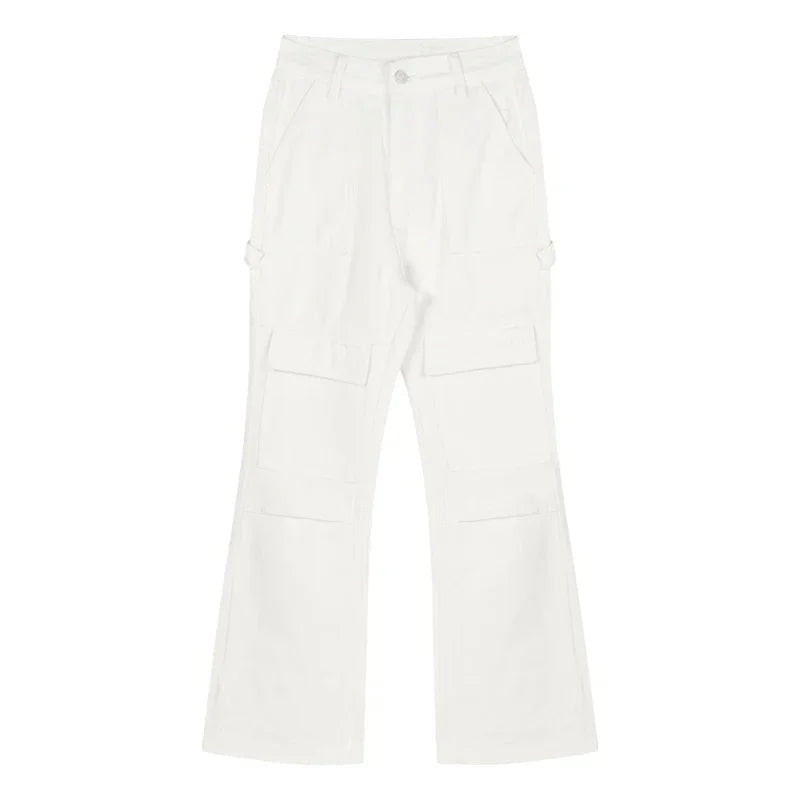Low Waist Color Allmatch Cargo Pants Autumn New Korean Multibutton Slim Wide Leg Pants
