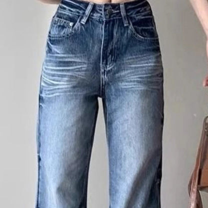 Denim Pants Straight Korean Easy Match Pantalones Mujer High Waist Trousers
