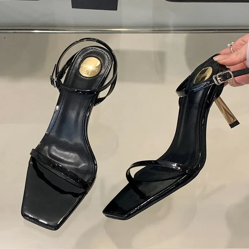Thin Heels Sandals Open Toe Ankle Strap High Heels Female Simple Designer Party Shoes Pumps