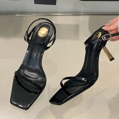 Thin Heels Sandals Open Toe Ankle Strap High Heels Female Simple Designer Party Shoes Pumps