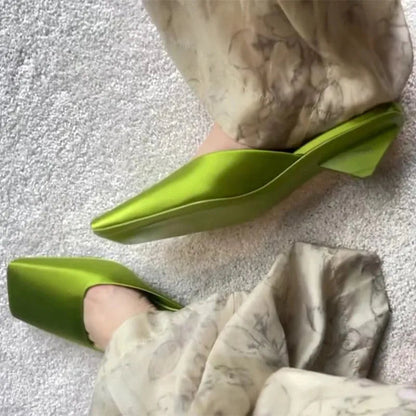 Flipflops Green Black Brown Ballet Outdoor Low Heels Satins Slingback Shoes for Slipper Sandals