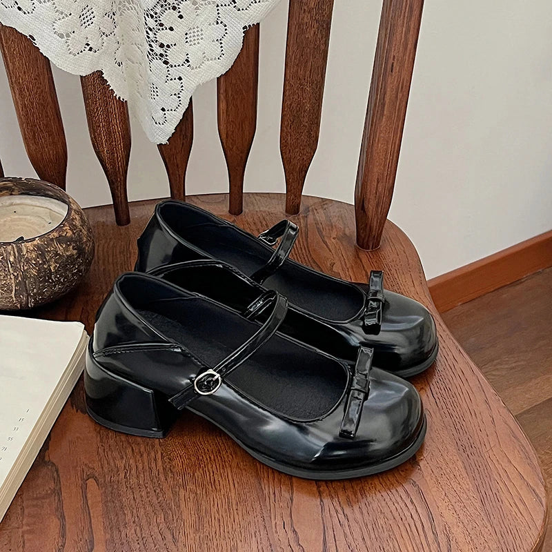 New Mary Jane Shoes Low Heel Shoes Buckle Single Shoes College Style Footwear Single Pumps